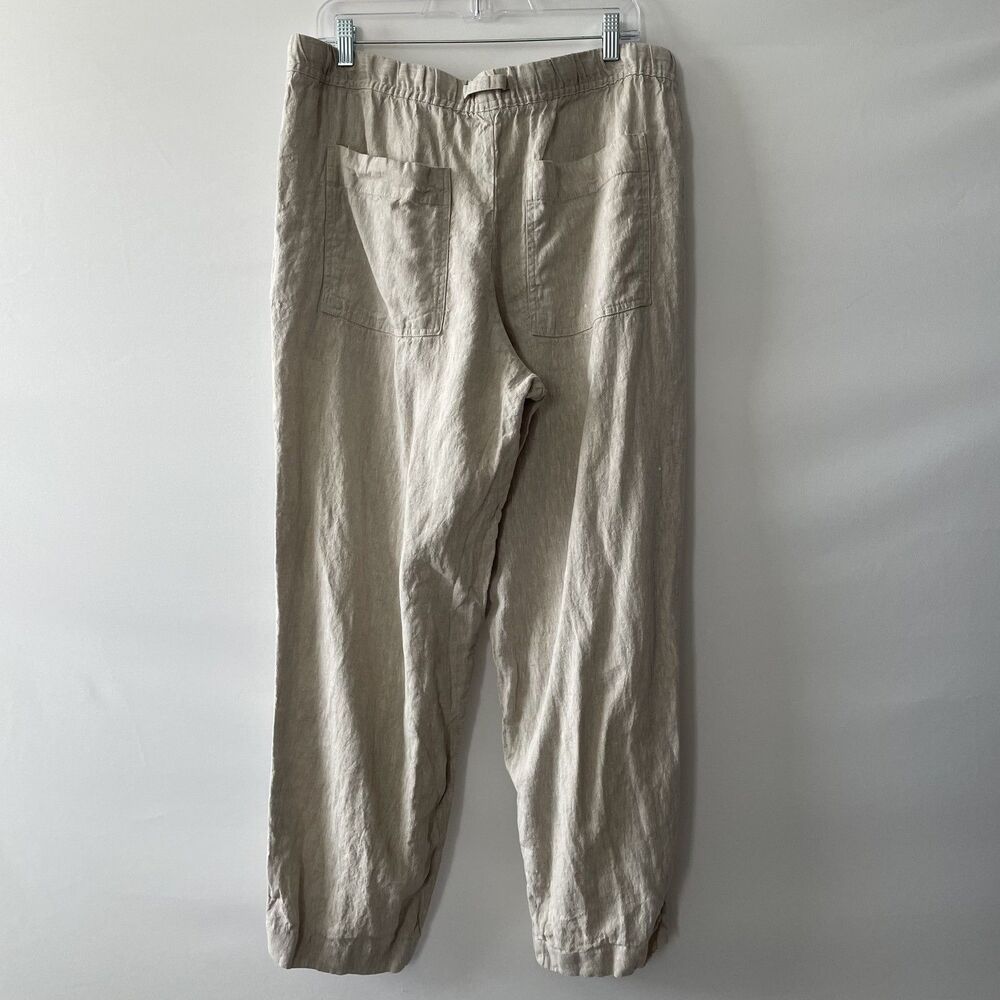 ZARA Men's 100% Linen Beige Relaxed Fit Drawstring Tapered Leg Pants Size XL - Picture 4 of 11